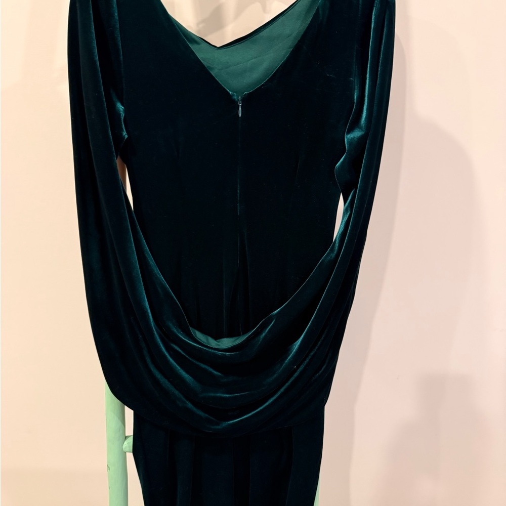 Betsy & Adam Petite Velvet Cape Sleeve Sheath Dress Green Size 6 NWT